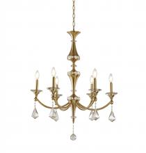 Bethel International Canada LA44C27BR - 6-Light Satin Brass Chandelier With Clear And Champagne Crystals